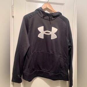 Under Armour NWT Women's Black Armour Fleece Hoodie Silver Logo L Athleisure